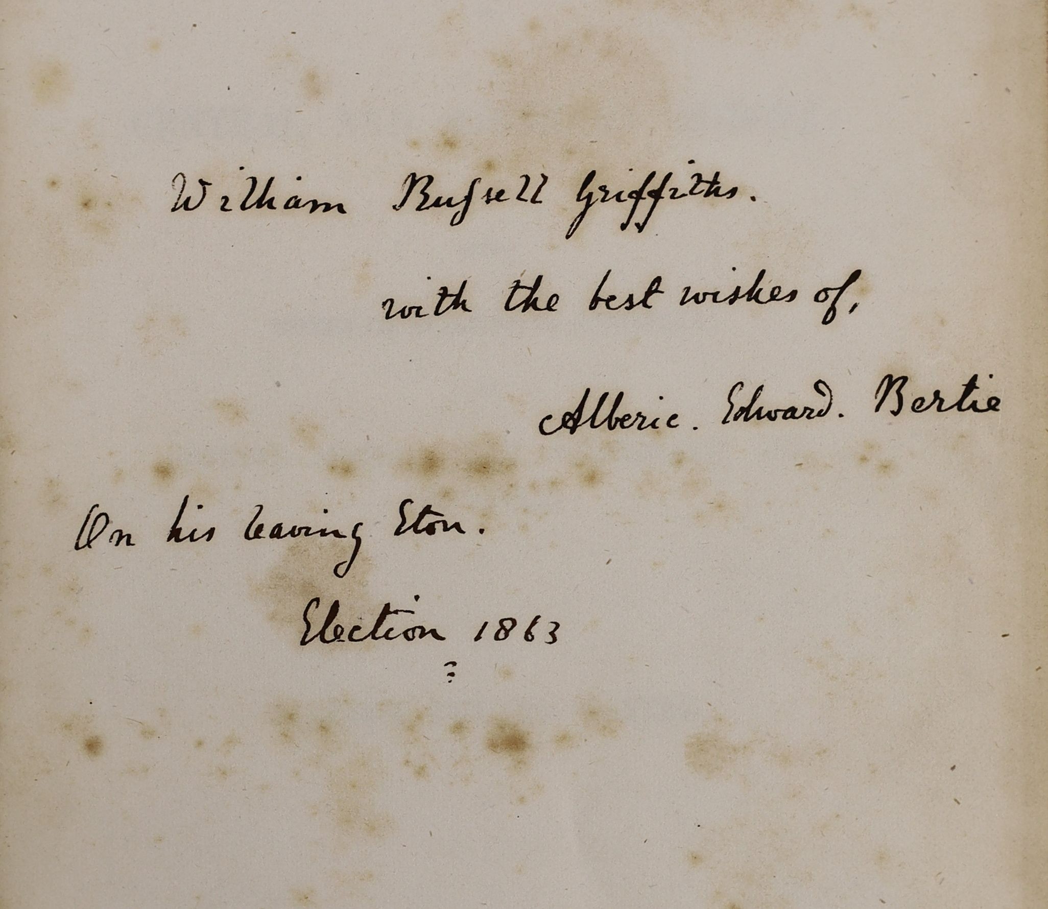 European Travel - Baxter, William Henry - Impressions of Central and Southern Europe, 8vo, calf, ink presentation inscription to front fly leaf, early and final leaves spotted, Longman, Brown, Green and Longmans, London,